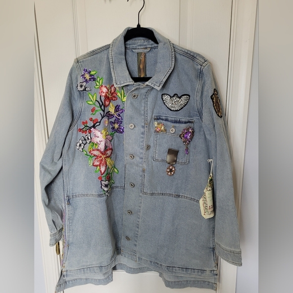 ARATTA Susanna K. Embellished  Denim Jacket. Sz M NWT MSRP $270 - Picture 10 of 15